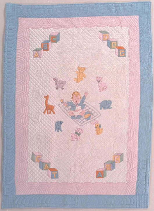 Sun Bonnet Girl Baby Quilt Pattern Applique Finished Size 45 inches by 16 inches Baby Gift